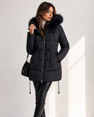 QUILTED HOODED JACKET BLACK (7690)