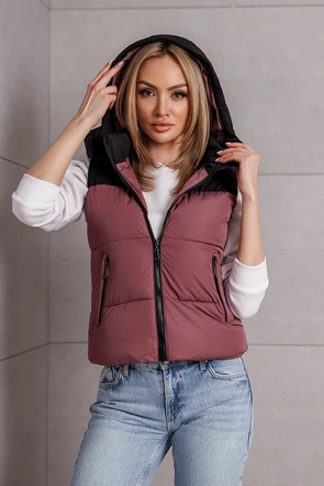 Krótki sportowy bezrękawnik fioletowo-czarny