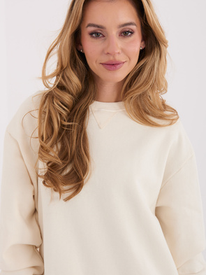 Ocieplana długa bluza basic ecru