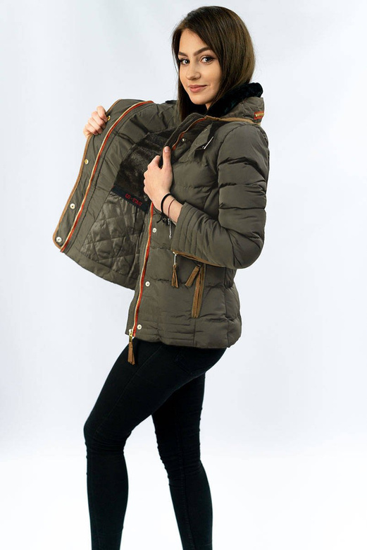 QUILTED HOODED JACKET KHAKI (WZ6636))