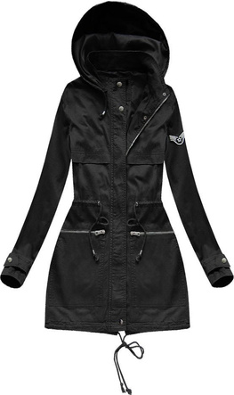 BAUMWOLLE PARKA MIT KAPUZE SCHWARZ (H053)