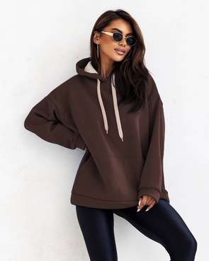 Czekoladowa ciepła bluza damska oversize