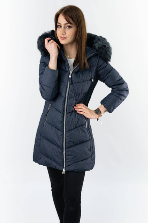 LONG QUILTED JACKET NAVY BLUE (7689)