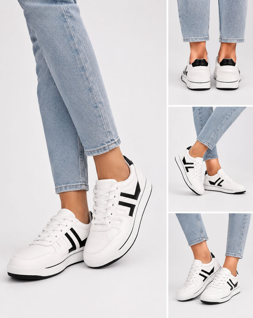 Sportowe buty damskie biało-czarne (ad-587)