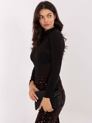 Cienki czarny golf z kaszmirem