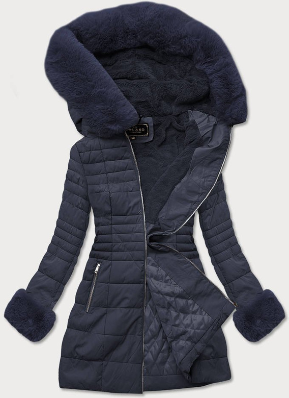 ECO LEATHER LONGLINE JACKET NAVY BLUE (5521BIG)