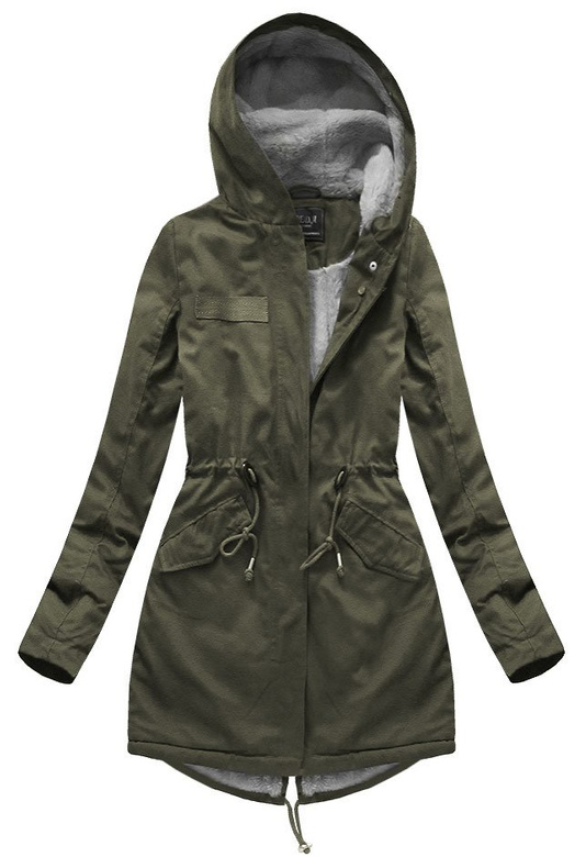 BAUMWOLLE PARKA MIT FELL KHAKI (XW793X)