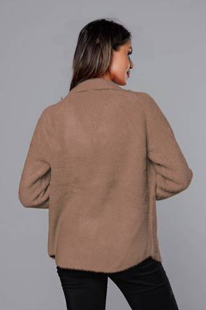 Kurtka alpaka na guziki ciemny beż