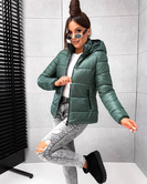 Klasyczna puchowa kurtka zimowa zielony ciemny