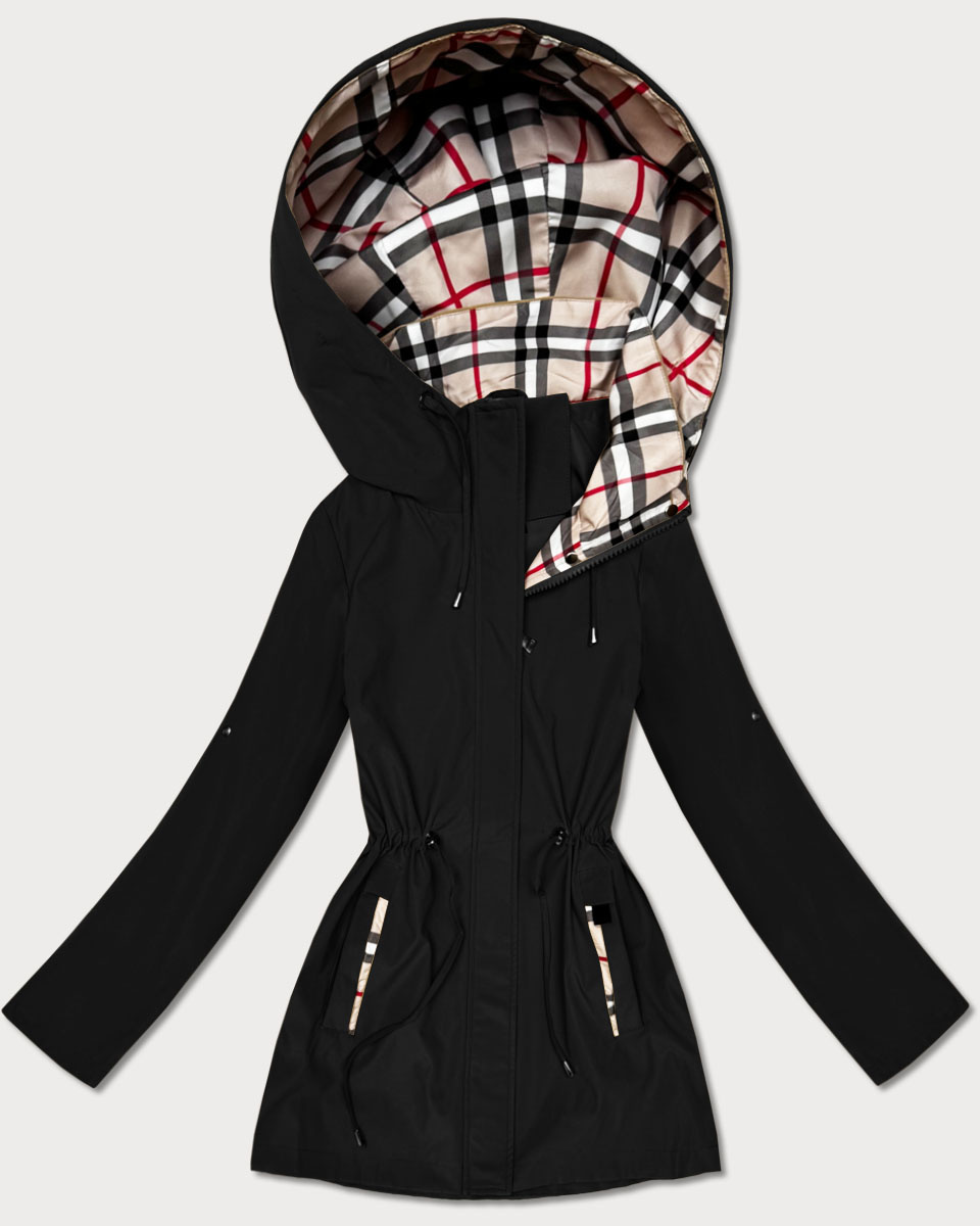 Lekka czarna kurtka damska z podwijanymi rękawami