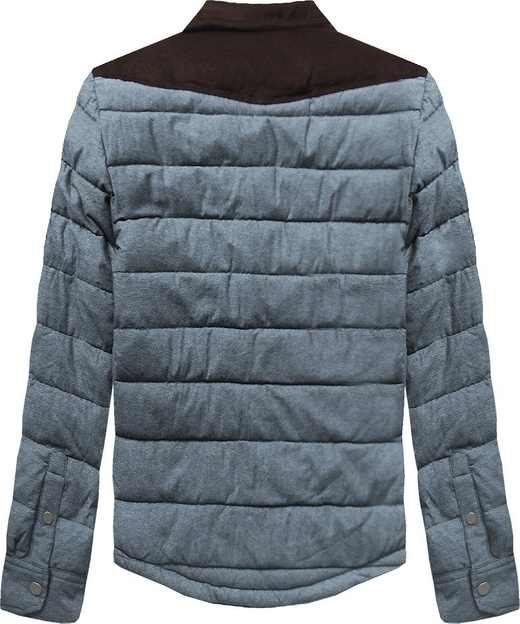 MĘSKA KURTKA ZIMOWA Z KOŁNIERZEM NIEBIESKA (005LJ)