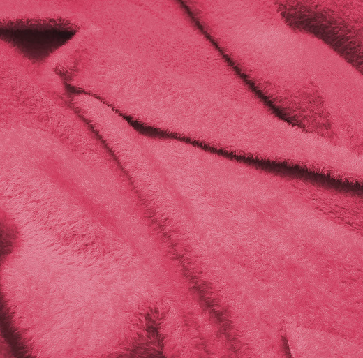 Fuksjowy płaszcz wełniany typu alpaka ze ściągaczami