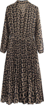 CHIFFON MIDI DRESS BLACK-BEIGE (462 / 1ART)