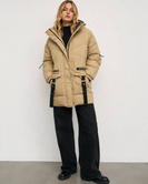 Kurtka puffer oversize z kapturem camel
