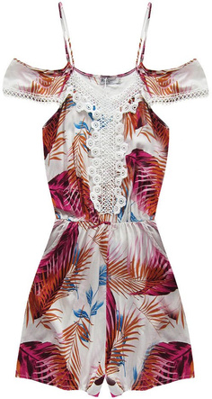 SHORT FLORAL PATTERNED JUMPSUIT BEIGE-PINK (71671#)