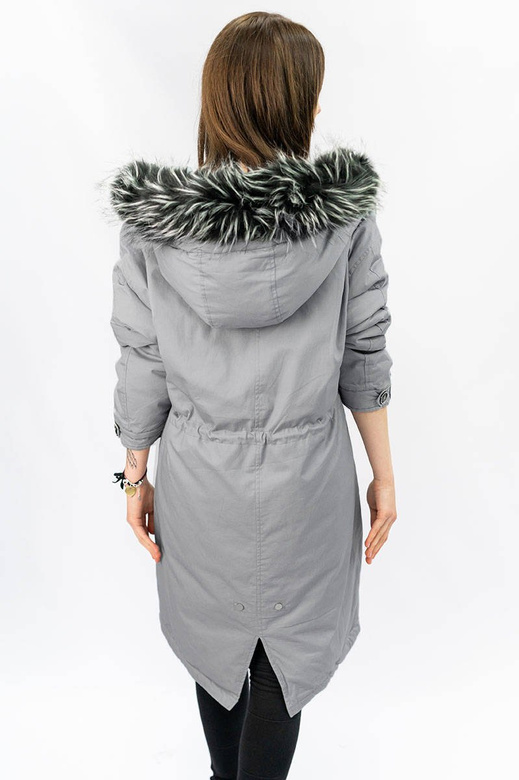 NATURDAUNE BAUMWOLLE WINTER PARKA MIT KAPUZE GRAU (7085)