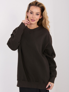 Ocieplana długa bluza basic ciemnobrązowa