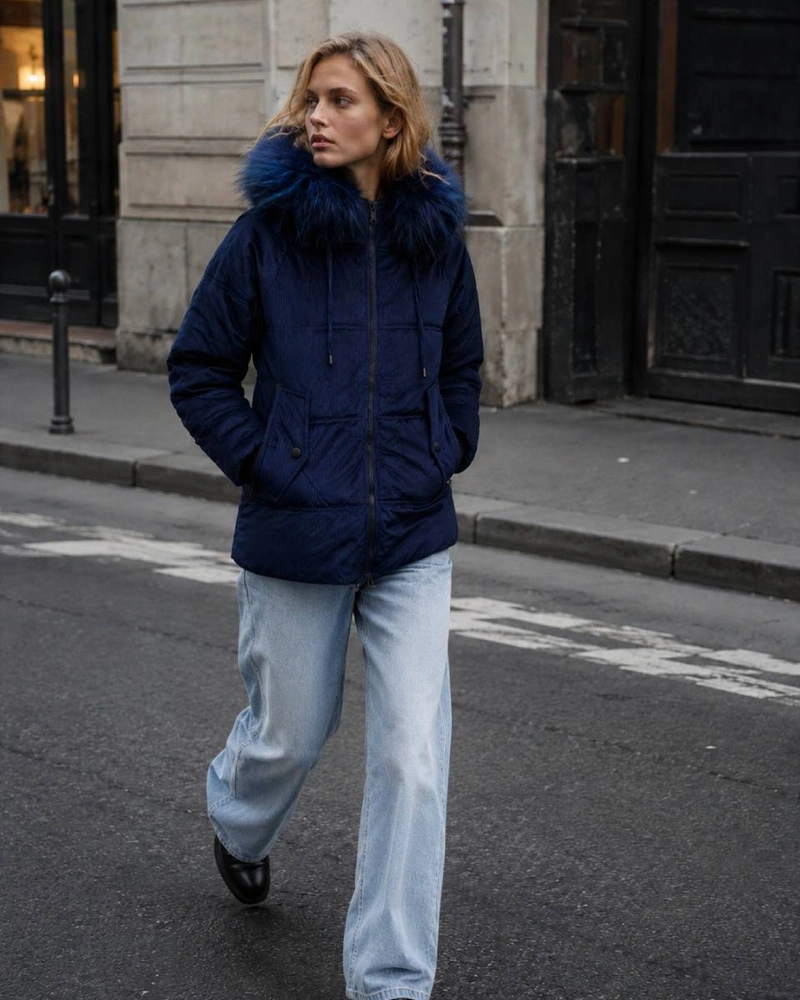 STRIPED JACKET WITH NAVY BLUE (7696)