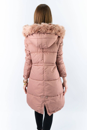 LANGE WINTER JACKE MIT KAPUZE ANTIK ROSA (7752)