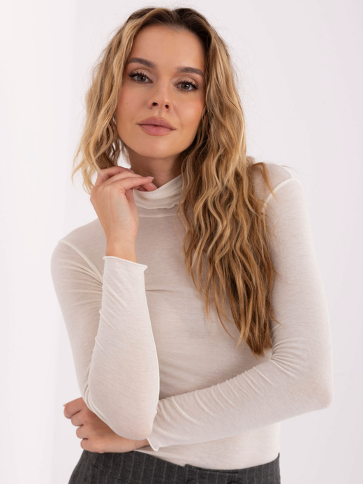 Cienki ecru golf z kaszmirem