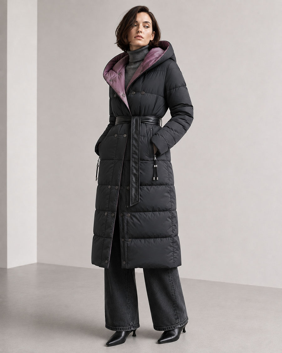 LANGE JACKE MIT HAUBE SCHWARZ (PM7231)