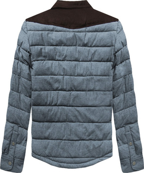 MĘSKA KURTKA ZIMOWA Z KOŁNIERZEM NIEBIESKA (005LJ)