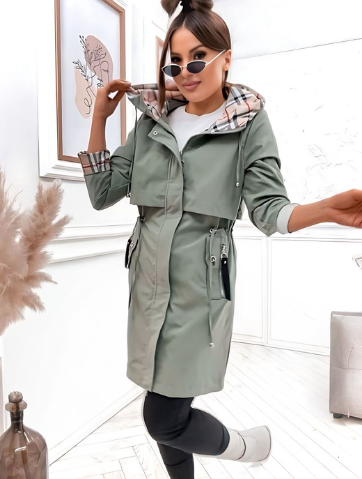 Wiosenna kurtka piaskowa do połowy uda