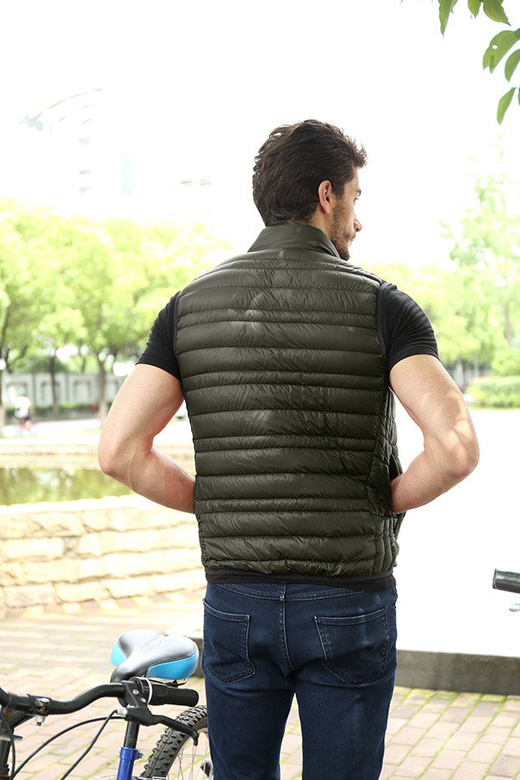 MĘSKA KAMIZELKA Z PUCHEM NATURALNYM KHAKI (5008)