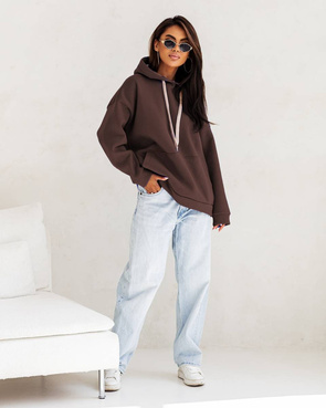 Czekoladowa ciepła bluza damska oversize