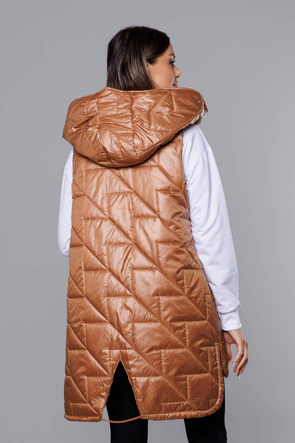 Damska pikowana kamizelka w kolorze karmelowym