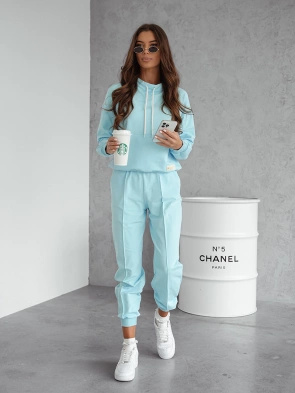 Niebieski bawełniany dres damski