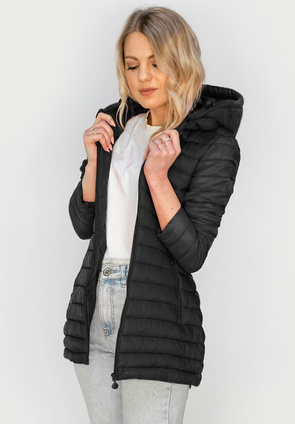 PIKOWANA KURTKA Z KAPTUREM CZARNA (7236)