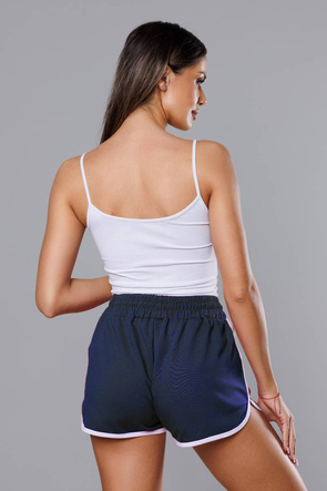 Granatowe szorty z kontrastową lamówką