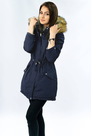 ZWEISEITIGE JACKE MIT KAPUZE MARINEBLAU-GRAU (W213)