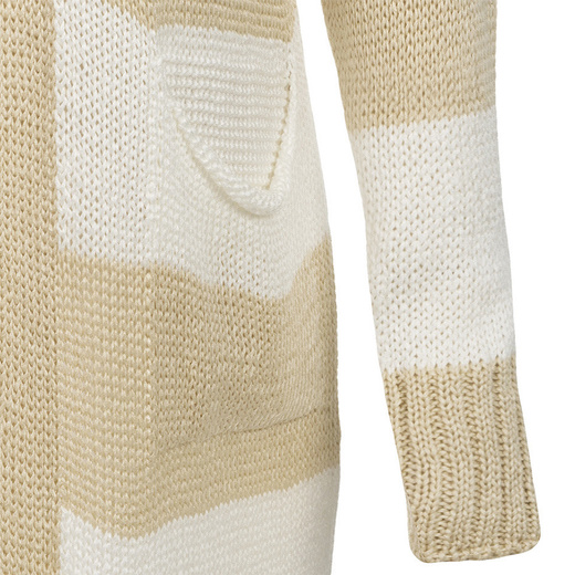 LONGLINE HOODED JUMPER WITH POCKETS WHITE-BEIGE (112ART)