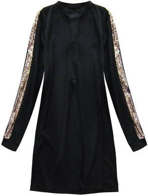SHIRT DRESS WITH SIDE STRIPES BLACK (146ART)