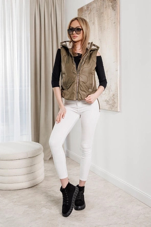 Kamizelka khaki ze ściąganymi bokami