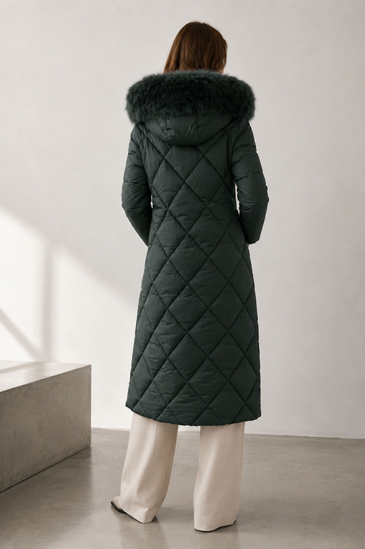 LONG WINTERJACKE MIT KAPUZE GRÜN (7688)