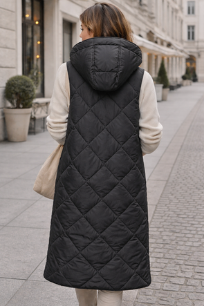 Czarna długa kamizelka oversize 
