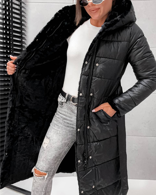 2w1 czarna zimowa kurtka - futro