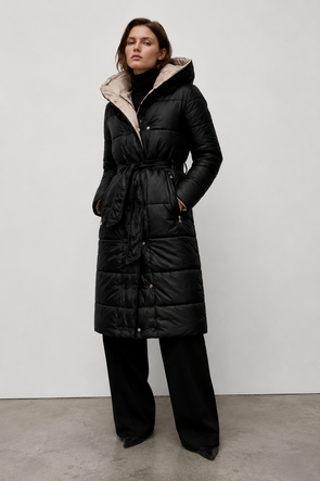LONG JACKET WITH HOOD BLACK (PM7231)