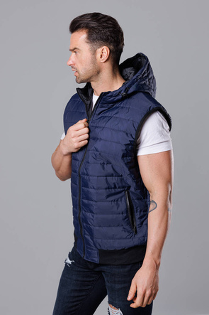 Męska kamizelka z kapturem w kolorze granatowym