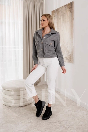 Klasyczna szara kurtka z kołnierzem