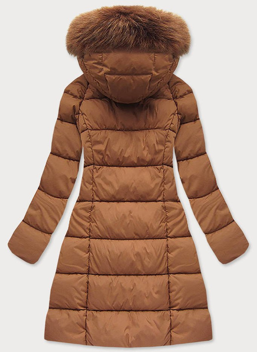 LANGE WINTER JACKE MIT KAPUZE FUCHSROT (7751)