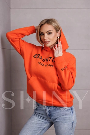 Luźna bluza z kapturem pomarańczowa