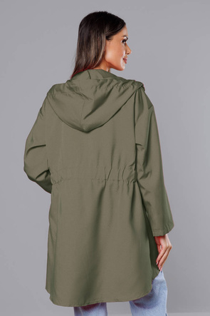 Cienka asymetryczna damska narzutka w kolorze khaki