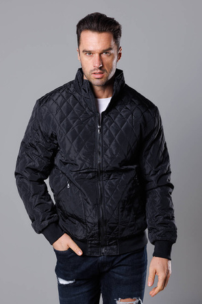 Męska pikowana kurtka ze stójką czarna