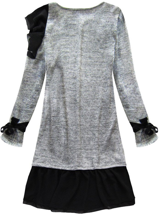 KLEID MIT RÜSCHEN HELLGRAU (167/1ART)