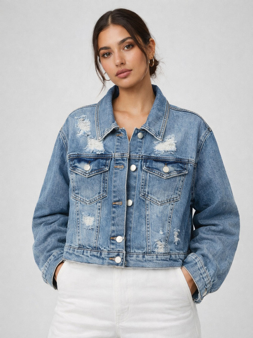 Kurtka jeans z kołnierzykiem