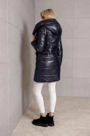 Granatowa metaliczna kurtka zimowa